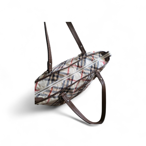 Burberry Checkered Tote in Black and Cream - Picture 3 of 13